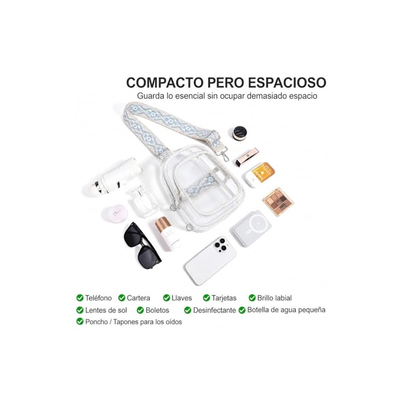Bolso Transparente TPU Bandolera para Estadios, Blanco