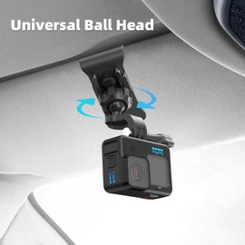 SUREWO Car Sun Visor Mount, Quick Clip Sun Visor Mount with universal ball j hook compatible with gopro hero 13 12 11 10 9 8 7 6 5 black, dji osmo action 4/3, akaso/crosstour/campark and most action