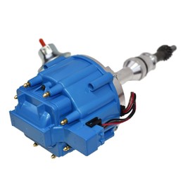 A-Team Performance HEI Ignition Distributor - Blue Cap & One-Wire Installation - 65K Coil, 7500 RPM Spark - Compatible with Small Block Ford 5.8L 351W Windsor 8-Cylinder