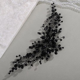 Rumtock Black Rhinestones Headband for Wedding Brides Bridesmaid Hair Comb Women Special Occasion Headpiece Jewelry (Black)