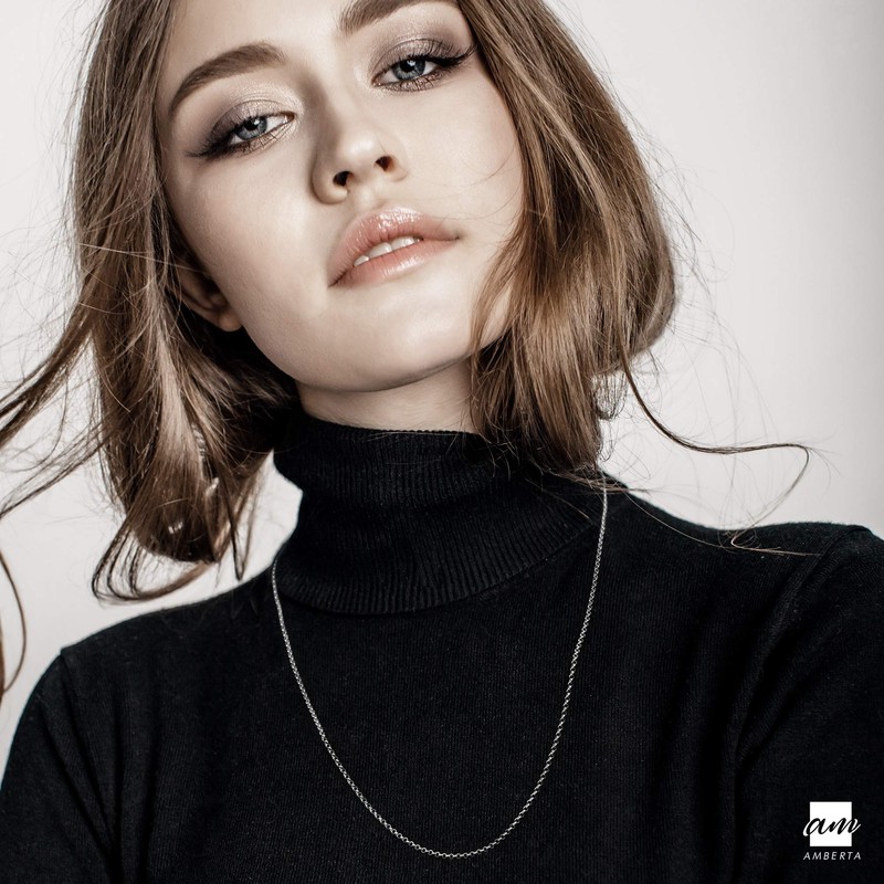 Amberta 925 Sterling Silver 1 mm Rolo Belcher Chain Necklace