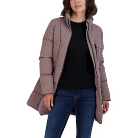 Nautica Women's Heavyweight Puffer Jacket with Faux Fur Lined Hood, Clay, Medium