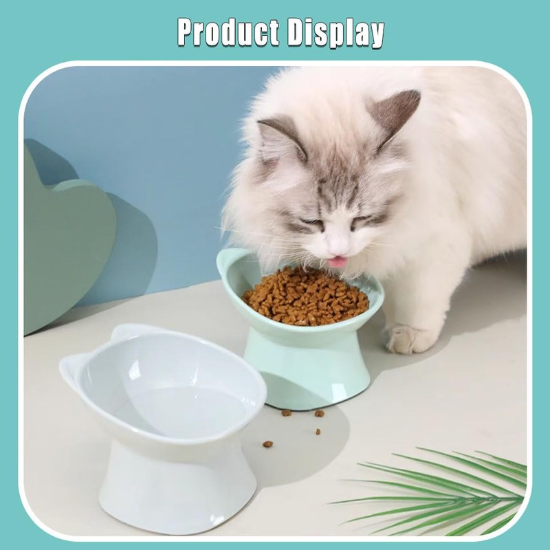​2 Psc Tilted Cute cat Food Bowls - 15° Whisker