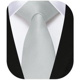 HISDERN White Ties for Men Solid Color 2.17'' Skinny Slim Tie Formal Business Neckties Classic Woven Satin Wedding Necktie