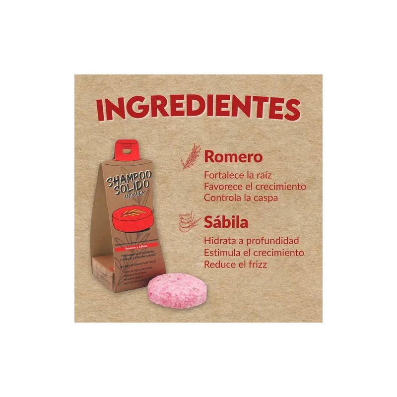 Shampoo Orgánico Sólido Anticaída Árbol Verde Con Romero Y Sábila
