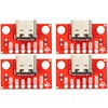 whiteeeen 4pcs USB Type C Breakout Board Red with Male