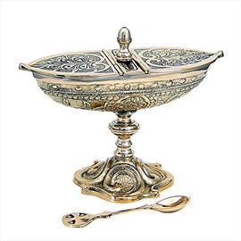 NKlaus incense burner with hinged lid and spoon solid brass 2943