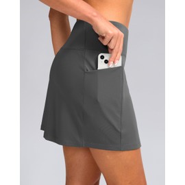 Women's Golf Skirts Skort 4 Side Pockets High Waisted Stretchy Tennis Skirt with Short Athletic Casual (Iron Grey, XL)