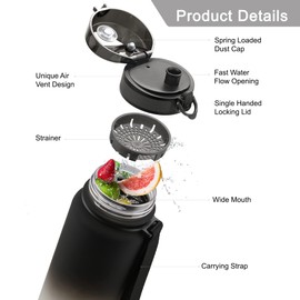 UZSPACE Water Bottle 500 ml/800 ml/1 L, Sports Water Bottle Children Leak-Proof, Tritan & BPA-Free Water Bottle for Bike, Fitness, Outdoor