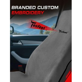 TESFEEL Car Seat Cover Towel, Waterproof Terry Cloth Car Seat Cover Universal Fit for Cars, SUVs, Pickups, Washable Car Seat Protector Brand Customized(Gray,1pc)