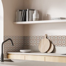 Alwayspon 24Pcs Retro Floral Matte Wall Tile Sticker Transfer Peel and Stick, Self-Adhesive Vinyl Backsplsh Tile Decals for Kitchen Bathroom, 15x15CM/6x6Inch, Gray T086