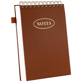 Yoment Top Spiral Notebook 240 Pages Leather Steno Pads 6x9 Top Bound Spiral Notepad 100 GSM College Ruled Notebook Left Handed Notebooks for Work School Office, Brown