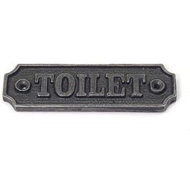 Cast Iron Toilet Door Sign, 115mm x 35mm, Vintage Style, with Fixing Screws, Black