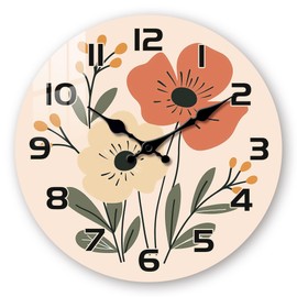 Farmhouse Wall Clocks for Kitchen - Wooden Wall Clocks Battery Operated 12 Inch - Vintage Flowers Wall Clocks Silent Non Ticking for Living Room Bedroom Home Decor