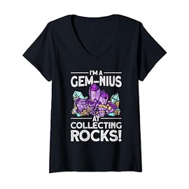 I'm A Gem-Nius At Collecting Rocks Geologist Geode Hunter V-Neck T-Shirt