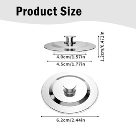 1Pcs Bath Plugs Replacement,Stainless Steel Drain Stopper,Sink Plug Replacement,Anti-Leak Design Easy to Use and Durable Replacements Plug,for Bath Plug for 42-44mm Holes,Kitchen,Laundry Sink,Rv Sink.