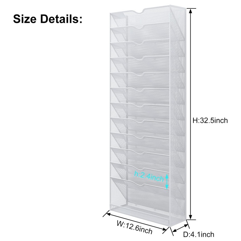 PAG-Mass Hanging Wall File Organizer,13-Tier Desk File Mail Holder, Paper