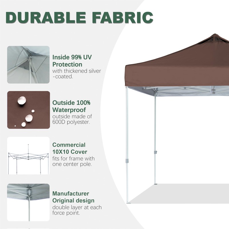 JANCANOPY Brown Commercial Replacement Canopy Cover for 10x10 Straight Leg