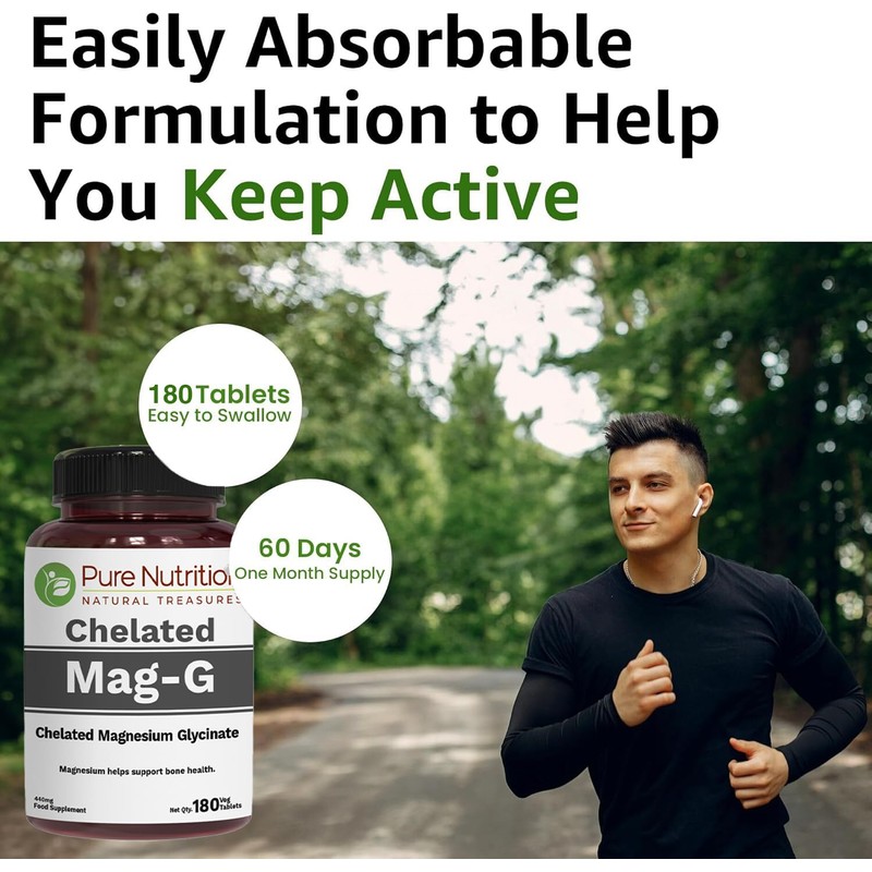 Pure Nutrition MagG - Chelated Magnesium glycinate Supplement | 180