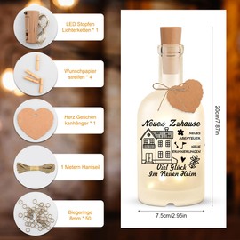 Housewarming Gift Bottle Light with Saying, Housewarming Gift Home, Housewarming Gifts, House Illuminated Decorative Bottle with Cork, Topping-Out Gift for Best Friend Colleagues Women (XFZ)