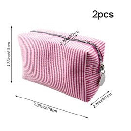 Auswalar 2PCS Striped Cosmetic Bag, Travel Toiletry Bag, Organizer Storage Pouch Lightweight, Wedding Bridesmaid Gifts, Multicolor, Stripe