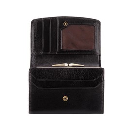 WITTCHEN Arizona Cowhide Leather Wallet with Press Stud Fastening Made of High-Quality Materials Elegant and Classic 14 x 10 cm, black