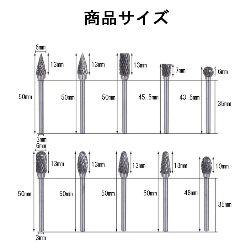 YFFSFDC Carbide Bar Router Bit, 10 Types, Set of 10,