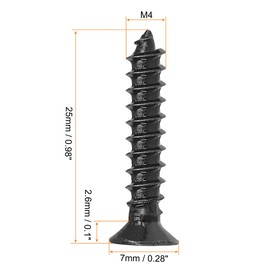 sourcing map M4 x 25mm Wood Screws Phillips Flat Head Carbon Steel Self Tapping Screws Black 200pcs