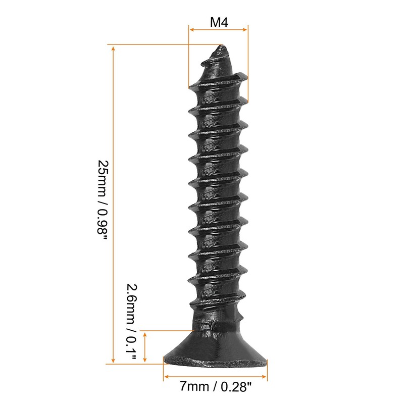 sourcing map M4 x 25mm Wood Screws Phillips Flat Head