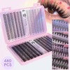 Lash Extension Kit- 480Pcs DIY Clusters D Curl Eyelashes 10-16mm