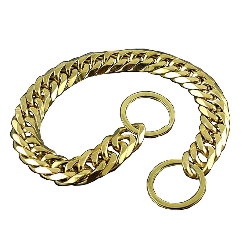 Gargantilla grande de acero inoxidable para mascota, 18 mm, Dorado,