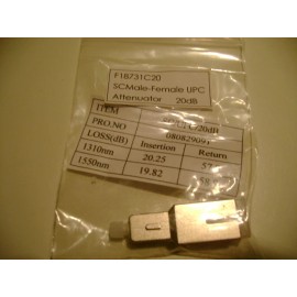 Fiber Optic Attenuator, SC/UPC 20dB FIS F1-8731C20 New in Original Bag