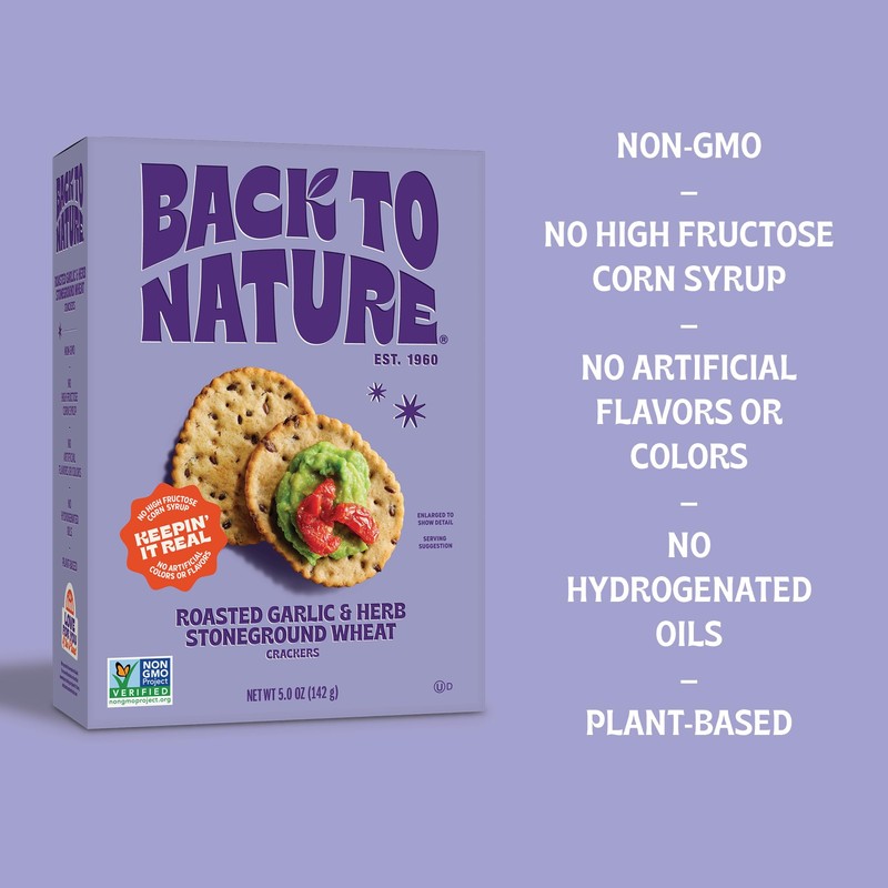 Back to Nature - Stoneground Wheat Crackers - Garlic &