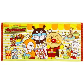 Kusubashi Mon Ori, Bath Towel, Yellow, Approx. 39.4 x 19.2 inches (100 x 48.5 cm), Anpanman Snack Time Chibi Bath Towel A-86465-11-R