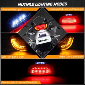 NTHREEAUTO Motorcycle Tail Light Brake Lights Integrated LED Turn Signals Compatible with Honda Yamaha Suzuki ATV Cruiser Sportbikes Touring Dirt Bike Standard Street Bikes
