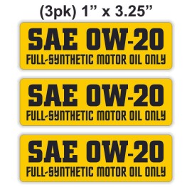 Unbranded/Generic 3 pcs SAE 0W-20 Full Synthetic Motor Oil Only Vinyl Stickers - Engine Bay Decals