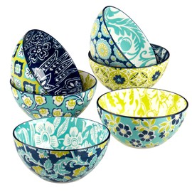 Certified International Tapestry 4.75" All Purpose 13 oz. Bowls,Set of 6 Assorted Designs, Multicolor
