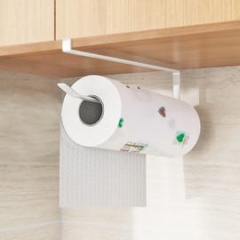 FORMIZON Kitchen Roll Holder No Drilling Wall Mounted Paper Towel Roll Holder Wall Mounted Paper Roll Holder for Kitchen Bathroom Storage & Organisation (White)