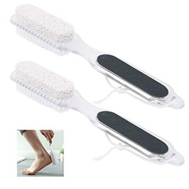 2 Pack Foot File,4 in 1 Foot Care Combines with Pumice Stone Nail Brush Foot Rasp Callus Reducer for Hard Skin Removal