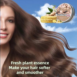 Barra de champú de jengibre orgánico, hecha a mano, sin sulfato, crecimiento natural del cabello, repara el cabello dañado, adecuado para todo tipo de