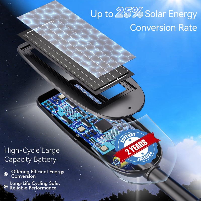 Solar Street Light Outdoor, 3 Color Temperature Waterproof 30000LM, Solar