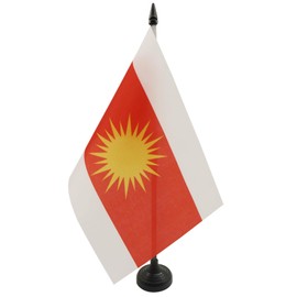 AZ FLAG YAZIDISM NEW TABLE FLAG 5'' x 8'' - YAZIDIS - YEZIDI DESK FLAG 21 x 14 cm - Black plastic stick and base
