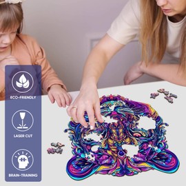 Ruikiyart Wooden Puzzles for Adults Mandala Tiger Jigsaw Puzzles 200Pcs Unique Shapes Colorful Animal Puzzles Fabulous Gift for Kids and Adults on Birthday,Thanksgiving,Christmas 10.1x11.2 Inches