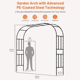 Carotex Garden Arch, 98.5’’x94.5’’ Arbor Trellis, Garden Arch Trellis for Climbing Plants Outdoor, Arbor for Flower, Climbing Vine Vegetable, Fruit and Lawn(Black)