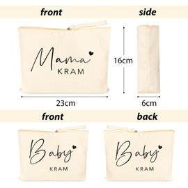 2 x Gifts for Mum for Birth Baby Junk Cosmetic Bag Bag for Expectant Mum Mother Bag with Zip Baby Shower Gifts for Mum New Mum Gifts Mum to Become Mum, beige, Beige