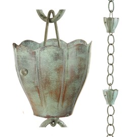 Good Directions 491V1-8 Crocus Rain Chain 8-1/2 Feet Long, Large Cups, 100% Blue Verde Pure Copper