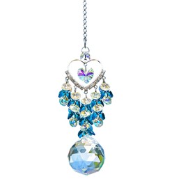 FengFaer Colorful Crystal Rhinestones Suncatcher Window Hang Pendant, Crystal Drops Ball Prisms Ornament，Crystal Prism Suncatcher Window Hanging Indoor Outdoor Patio Garden Decor