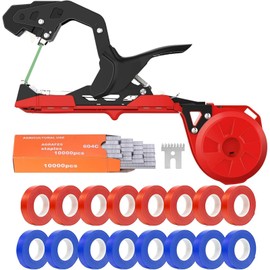Upgraded Plant Tying Machine, Plant Tying Tape Tool to Tie Up Vine Quickly for Climbing Plants Grapes Raspberries Tomatoes and Vining Vegetables Flowers Garden Tape Tool with Tapes Staples (Red)