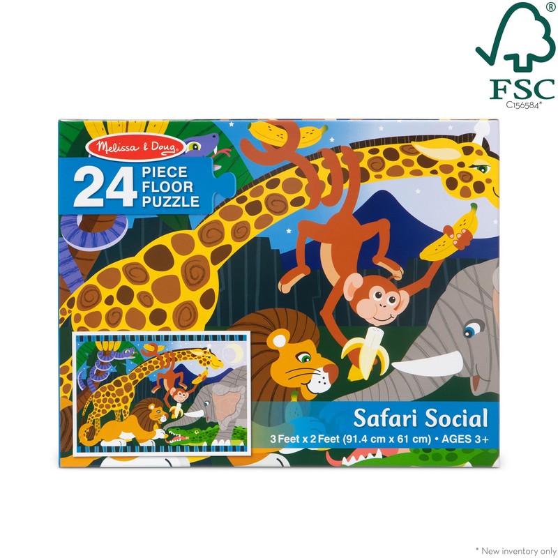 Melissa & Doug Safari Social Jumbo Floor Puzzle (24 Pieces,