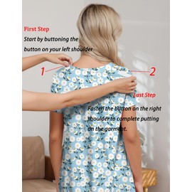 Tfovorlein Post Shoulder Surgery Gowns For Women Going Home Outfit For Mom After Birth Adaptive ClothingSnap Rotator Cuff Rehab Gowns Blue White Pattern S